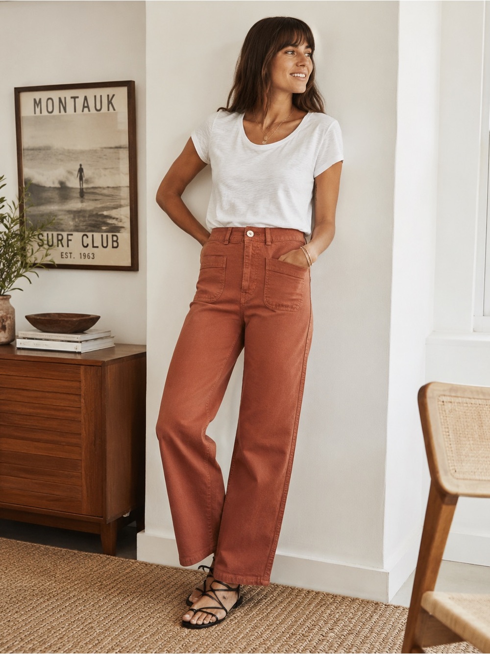 Madewell Emmett 2.0 Wide Leg Crop Pants Clay Terracotta 25P